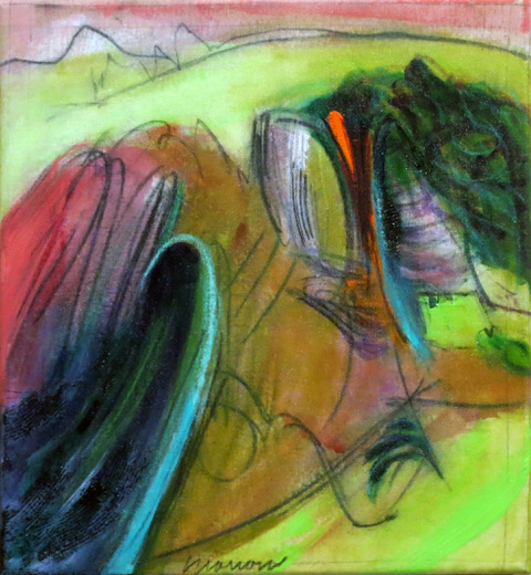 Summer Gearing Up 13 x 12 Mixed Media on Canvas 2016